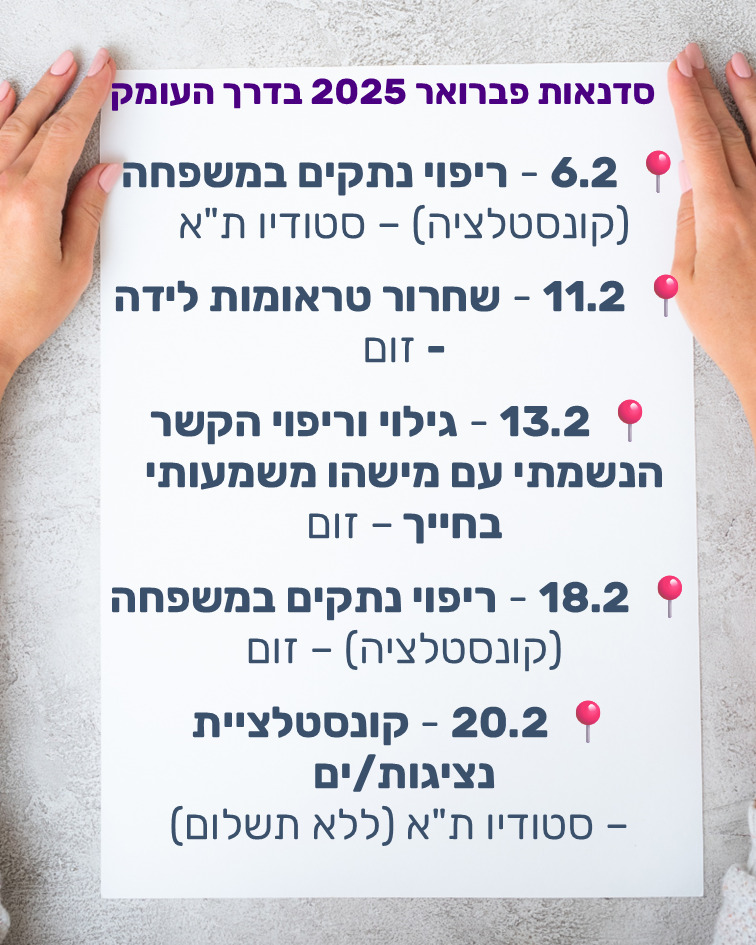 רשימת סדנאות פברואר 2025 כפי שמופיעות בפוסט